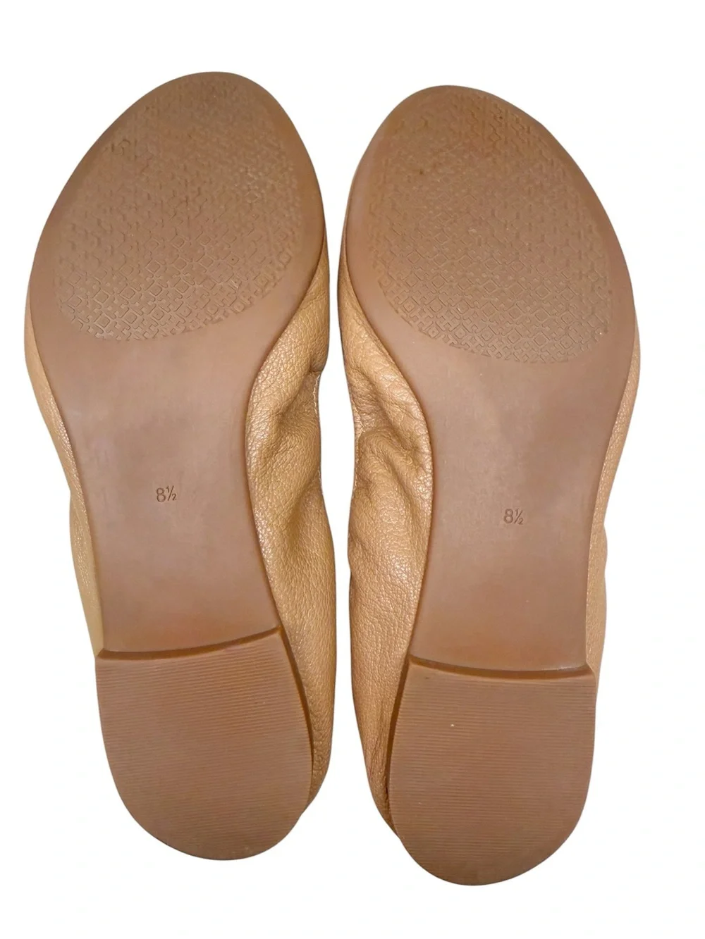Tory Burch Brown Leather Logo Round-Toe Ballet Flats